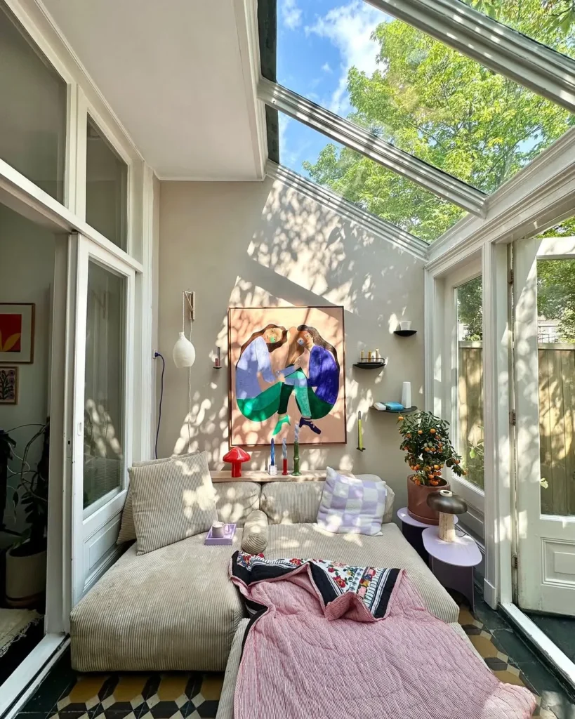 Finally all the leaves are green 🌳 🌿Couldnt be happier.interior sunroom windowview thr